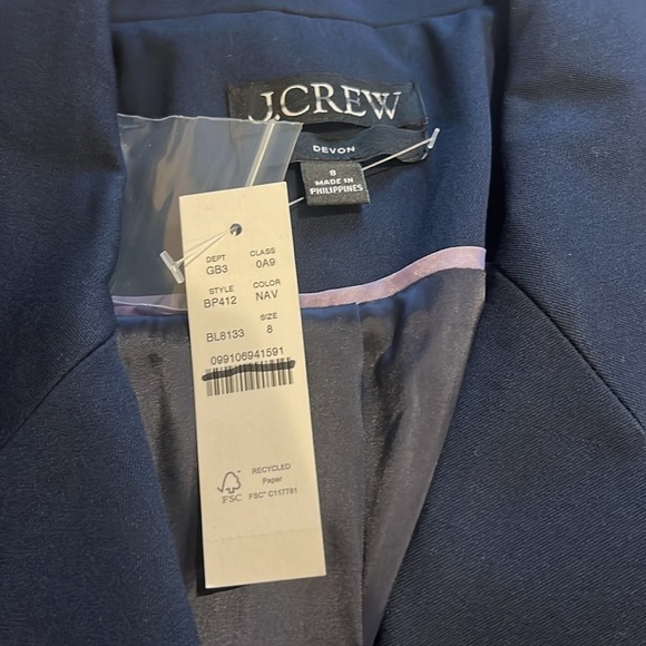 J. Crew Devon blazer in bi-stretch cotton blend BP412 Navy Blue 8 jacket - Picture 5 of 5